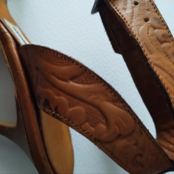 MANOLO BLAHNIK LEATHER WRAP AROUND ANKLE SANDALS - Picture 8 of 12